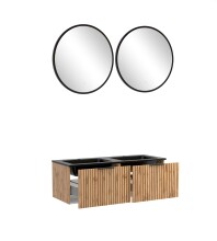 Waschtisch-Set >Nizza< (2-tlg.) in Wotaneiche, schwarz - 120x200x47cm (BxHxT)