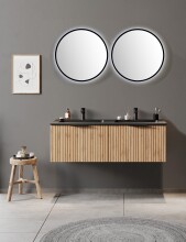 Waschtisch-Set >Nizza< (2-tlg.) in Wotaneiche, schwarz - 120x200x47cm (BxHxT)