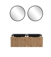 Waschtisch-Set >Nizza< (2-tlg.) in Wotaneiche, schwarz - 120x200x47cm (BxHxT)