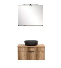 Waschtisch-Set >Nizza< (2-tlg.) in Wotaneiche, schwarz - 80x200x47cm (BxHxT)