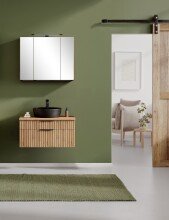 Waschtisch-Set >Nizza< (2-tlg.) in Wotaneiche, schwarz - 80x200x47cm (BxHxT)