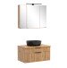 Waschtisch-Set >Nizza< (2-tlg.) in Wotaneiche, schwarz - 80x200x47cm (BxHxT)