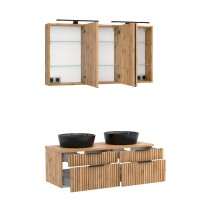 Waschtisch-Set >Nizza< (2-tlg.) in Wotaneiche, schwarz - 120x200x47cm (BxHxT)