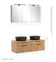 Waschtisch-Set >Nizza< (2-tlg.) in Wotaneiche, schwarz - 120x200x47cm (BxHxT)