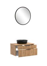 Waschtisch-Set >Nizza< (2-tlg.) in Wotaneiche, schwarz - 80x200x47cm (BxHxT)