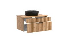 Waschtisch-Set >Nizza< (2-tlg.) in Wotaneiche, schwarz - 80x200x47cm (BxHxT)