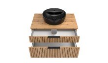 Waschtisch-Set >Nizza< (2-tlg.) in Wotaneiche, schwarz - 80x200x47cm (BxHxT)