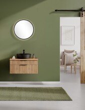 Waschtisch-Set >Nizza< (2-tlg.) in Wotaneiche, schwarz - 80x200x47cm (BxHxT)