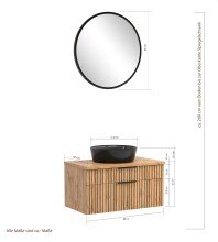 Waschtisch-Set >Nizza< (2-tlg.) in Wotaneiche, schwarz - 80x200x47cm (BxHxT)