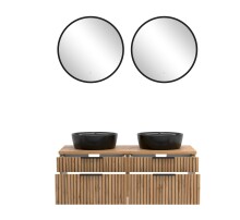 Waschtisch-Set >Nizza< (2-tlg.) in Wotaneiche, schwarz - 120x200x47cm (BxHxT)