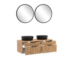 Waschtisch-Set >Nizza< (2-tlg.) in Wotaneiche, schwarz - 120x200x47cm (BxHxT)