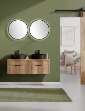 Waschtisch-Set >Nizza< (2-tlg.) in Wotaneiche, schwarz - 120x200x47cm (BxHxT)