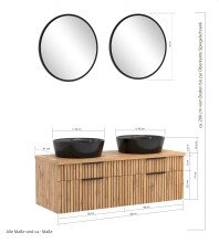 Waschtisch-Set >Nizza< (2-tlg.) in Wotaneiche, schwarz - 120x200x47cm (BxHxT)