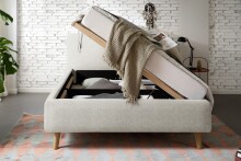 Polsterbett >Mattis mit BK< Liegefläche 140x200 cm, Hevre beige, Stellmaß: 161x105x218cm (BxHxT)