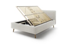 Polsterbett >Mattis mit BK< Liegefläche 140x200 cm, Hevre beige, Stellmaß: 161x105x218cm (BxHxT)