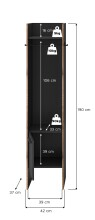 Garderobenschrank >Bueno< in Basalt - 42x189x37cm (BxHxT)