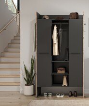 Garderobenschrank >Bueno< in Basalt - 105x189x37cm (BxHxT)