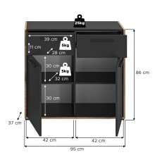 Kommode >Bueno< in Basalt - 95x86x37cm (BxHxT)
