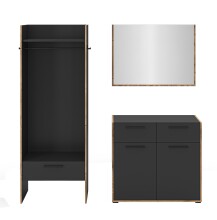 Garderoben-Set >Bueno< in Basalt - 180x189x37cm (BxHxT)
