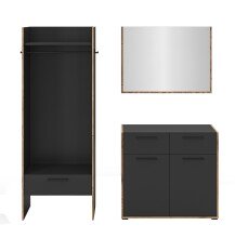 Garderoben-Set >Bueno< in Basalt - 180x189x37cm (BxHxT)