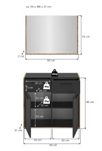 Garderoben-Set >Bueno< in Basalt - 95x189x37cm (BxHxT)