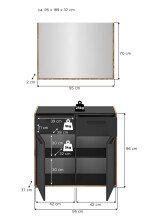 Garderoben-Set >Bueno< in Basalt - 95x189x37cm (BxHxT)