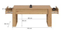 Couchtisch >Malmö< in artisan oak - 110x52x60cm (BxHxT)