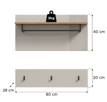 Garderobenpaneel >Slide< in kaschmir - 80x80x28cm (BxHxT)