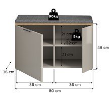 Sitzbank >Slide< in Evoke Oak - 80x48x36cm (BxHxT)