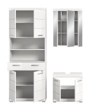 Badezimmer-Set >Scout< in Weiß / Weiß Hochglanz - 149x191x34cm (BxHxT)