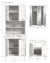Badezimmer-Set >Scout< in Weiß / Weiß Hochglanz - 149x191x34cm (BxHxT)