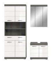 Badezimmer-Set >Scout< in Rauchsilber / Weiß Hochglanz - 149x191x34cm (BxHxT)