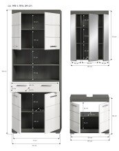 Badezimmer-Set >Scout< in Rauchsilber / Weiß Hochglanz - 149x191x34cm (BxHxT)