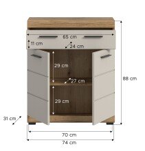 Hochschrank >Scout< in Evoak Oak / Kaschmir - 74x88x31cm (BxHxT)
