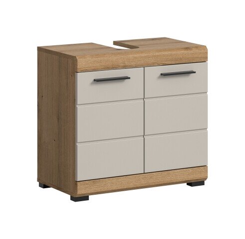 Waschbeckenunterschrank >Scout< in Evoak Oak / Kaschmir - 60x56x34cm (BxHxT)