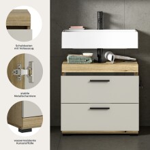 Waschbeckenunterschrank >Scout< in Evoak Oak / Kaschmir - 60x56x34cm (BxHxT)