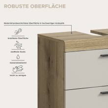 Waschbeckenunterschrank >Scout< in Evoak Oak / Kaschmir - 60x56x34cm (BxHxT)