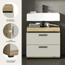 Waschbeckenunterschrank >Scout< in Evoak Oak / Kaschmir - 60x56x34cm (BxHxT)