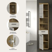 Hochschrank >Scout< in Evoak Oak / Kaschmir - 37x191x31cm (BxHxT)