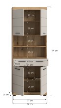 Hochschrank >Scout< in Evoak Oak / Kaschmir - 74x191x31cm (BxHxT)