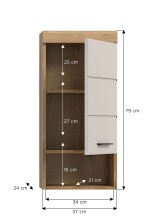 Hängeschrank >Scout< in Evoak Oak / Kaschmir - 37x79x24cm (BxHxT)