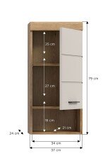 Hängeschrank >Scout< in Evoak Oak / Kaschmir - 37x79x24cm (BxHxT)