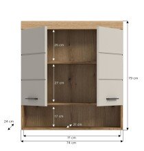 Hängeschrank >Scout< in Evoak Oak / Kaschmir - 74x79x24cm (BxHxT)