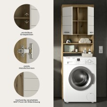 Waschmaschinenumbauschrank >Scout< in Evoak Oak / Kaschmir - 63x191x24cm (BxHxT)