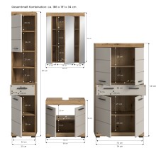 Badezimmer-Set >Scout< in Evoak Oak / Kaschmir - 201x191x34cm (BxHxT)