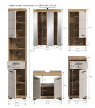 Badezimmer-Set >Scout< in Evoak Oak / Kaschmir - 164x191x34cm (BxHxT)