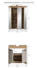 Badezimmer-Set >Scout< in Evoak Oak / Kaschmir - 60x191x34cm (BxHxT)