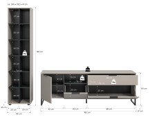 Wohnwand >Noida< in kaschmir - 245x192x41cm (BxHxT)