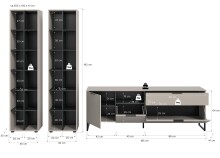 Wohnwand >Noida< in kaschmir - 305x192x41cm (BxHxT)