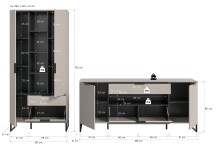 Wohnwand >Noida< in kaschmir - 240x192x41cm (BxHxT)